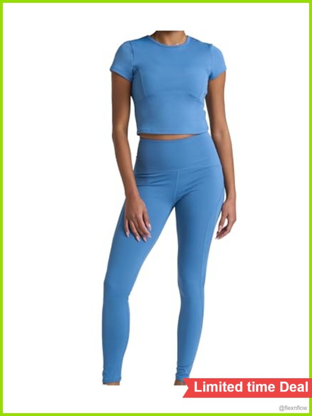 Women's 2-Piece Workout Set High Waist Leggings & Short Sleeve Athletic Top